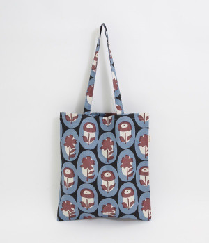 フレームフラワープリント　ECOバッグ(サックスブルー-ONESIZE)