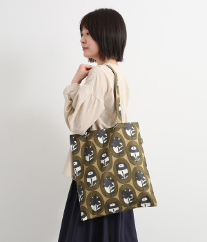 フレームフラワープリント　ECOバッグ(カーキ-ONESIZE)