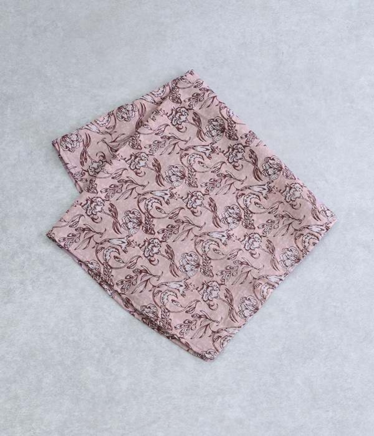 コットンボイル線画フラワープリント　バンダナハンカチ(パープル-ONESIZE)