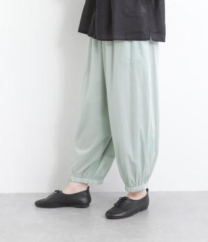 オーガニックコットンボイル無地　裾ゴムギャザーパンツ(フロスティグレー-ONESIZE)