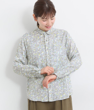 コットンボイルミストプリント　レギュラーシャツ(アッシュグレー-ONESIZE)