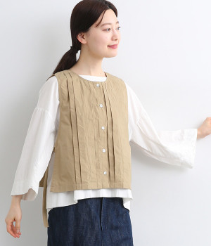 コットンタイプライター　サイドオープン2wayベスト(ベージュ-ONESIZE)