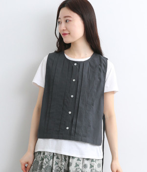 コットンタイプライター　サイドオープン2wayベスト(チャコールグレー-ONESIZE)