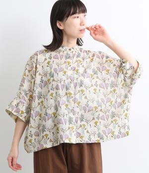 ライトボイル　ミディアムフラワープリントドルマンシャツ(アイボリー-ONESIZE)