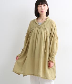 Voile Gauze無地ギャザーチュニック
