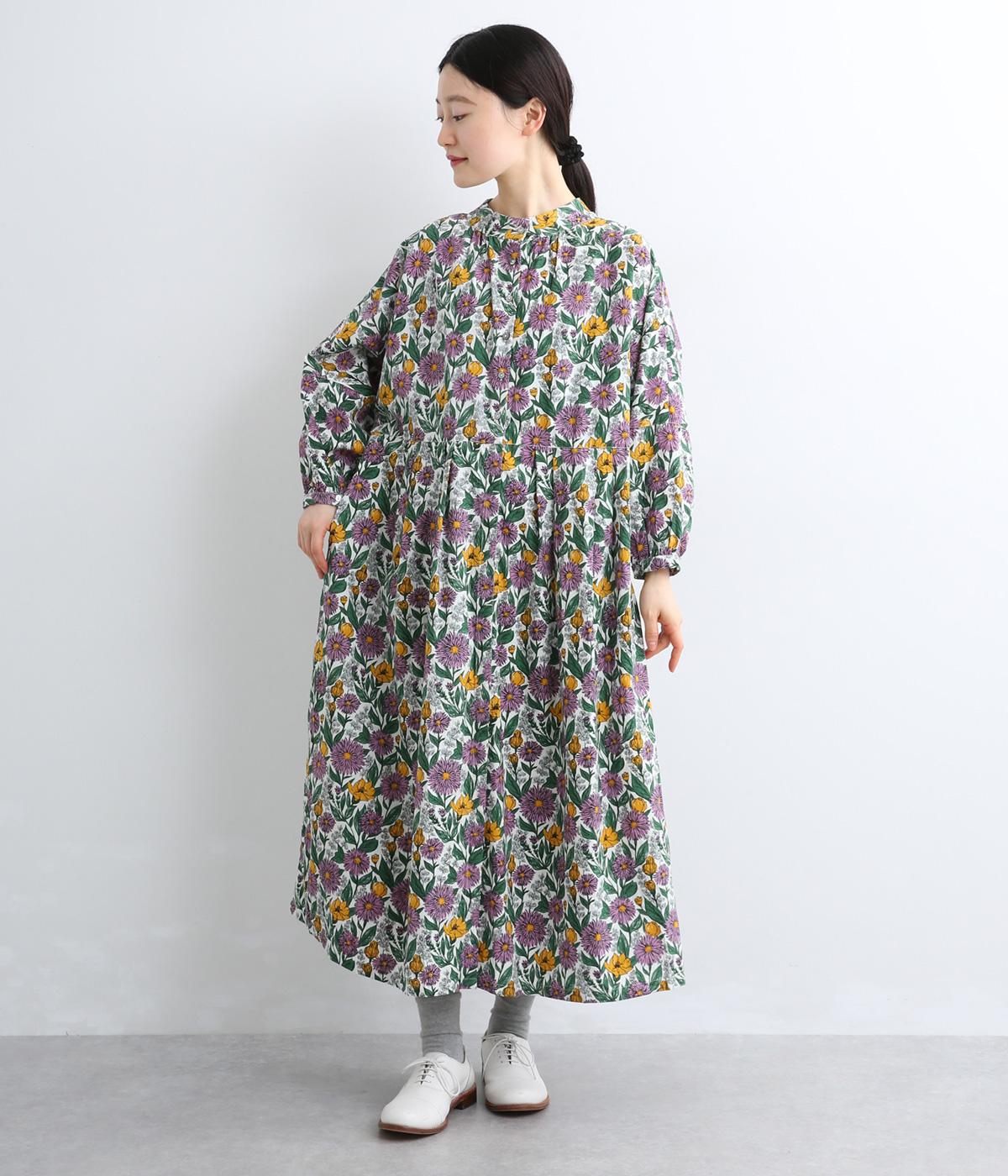 ポプリンボタニカルガーデンプリント2wayドルマンワンピース(エクリュ-F)
