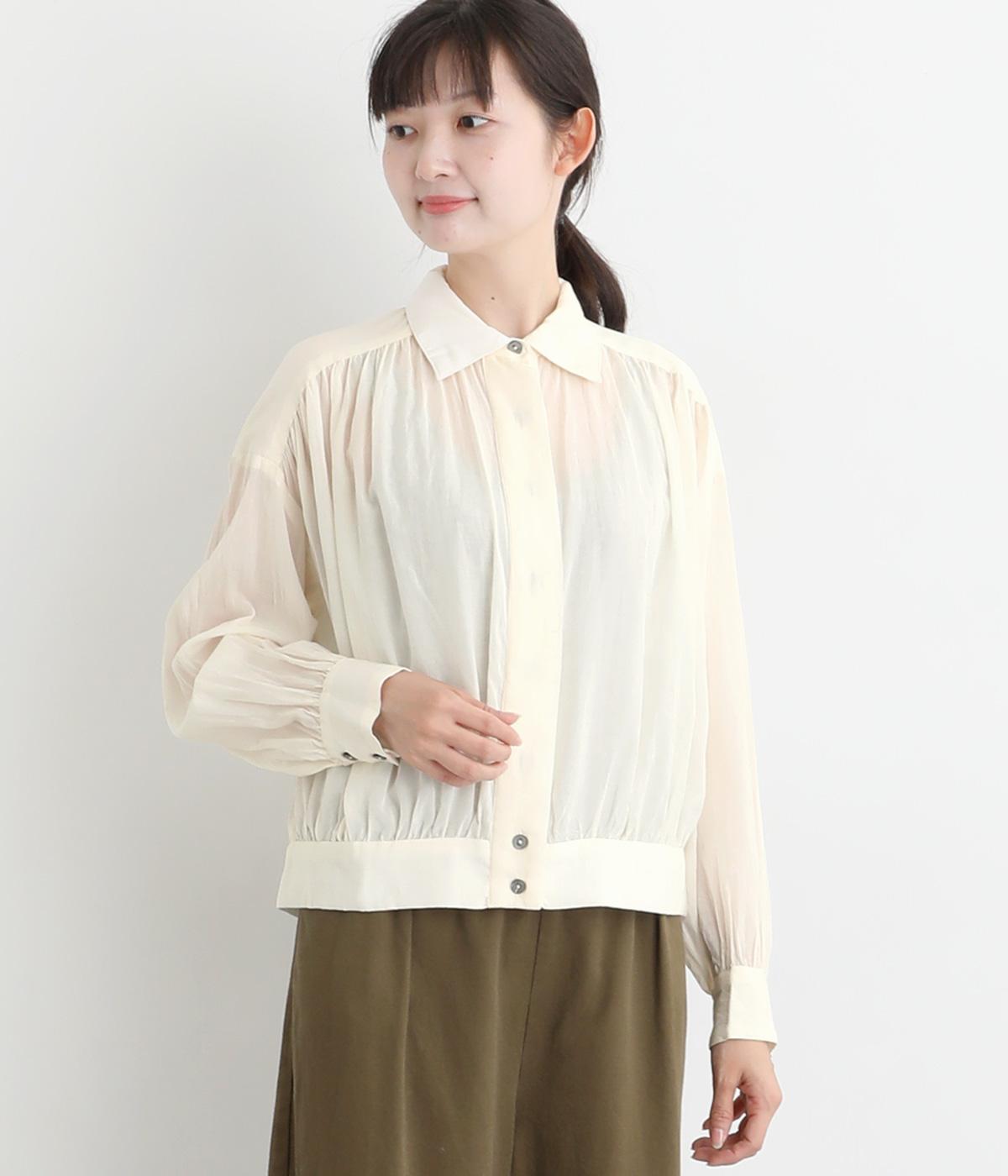 シルクタッチボイルギャザーシャツジャケット(エクリュ-F)