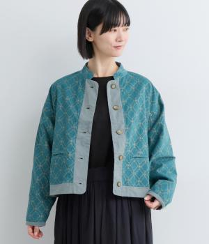 手捺染コットンベルベット　モロッカンプリント　シャツジャケット