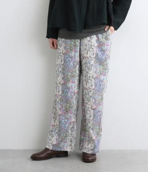 コットンボイルウォールプリントリラックスパンツ