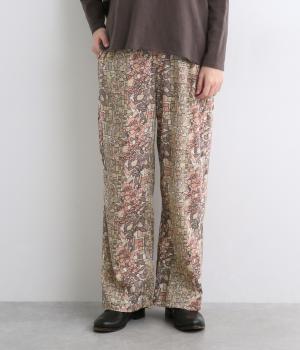 コットンボイルウォールプリントリラックスパンツ(ライトテラコッタ-F)