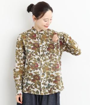 ライトボイルオールドフラワープリントレギュラーシャツ(オフホワイト-F)