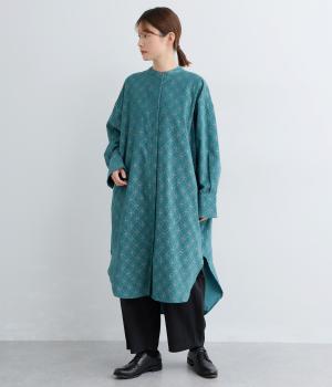 手捺染コットンベルベット　モロッカンプリント　ヒヨクチュニックシャツ