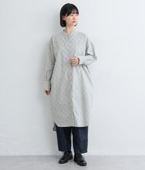 手捺染コットンベルベット　モロッカンプリント　ヒヨクチュニックシャツ(ライトグレー-F)