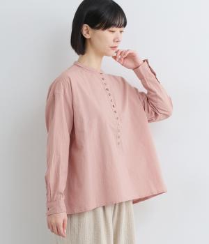 コットン　ロングヘンリープルオーバー(ダウンピンク-F)