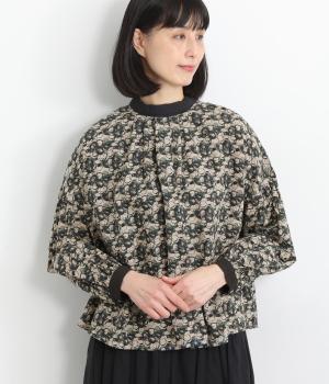 手捺染コットン　フローティングドットプリント　チビ襟2wayブラウス