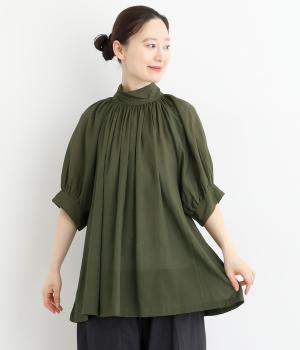 シルクタッチボイルラグランチュニック(ダークカーキ-F)
