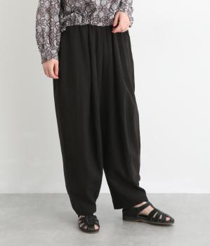 コットンリネンタックボリュームパンツ(ブラック-F)