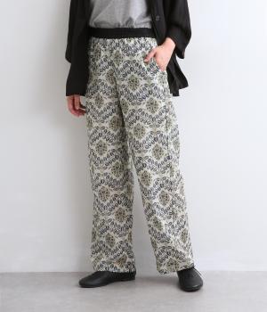 シルクタッチVoile　アラベスクリーフプリント　リラックスパンツ