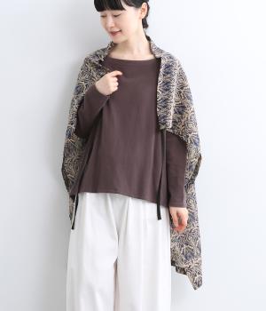 シルクタッチボイルArt Nouveauプリント　ラップスカート(ネイビー-F)