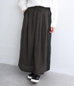 キャンブリック×コットンレース　タックロングスカート(ブラウンブラック-F)