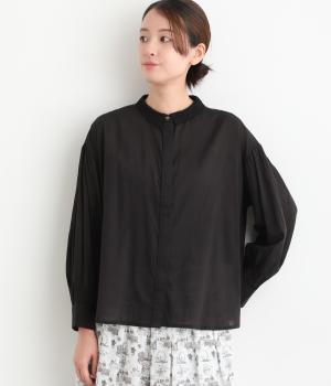 Light Voile×マニーレースレース襟ブラウス(ブラック-F)