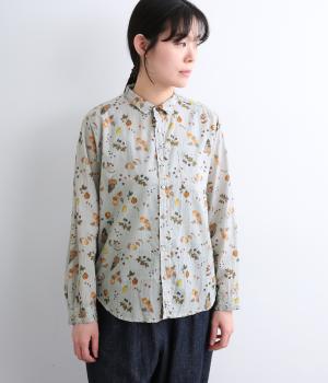 コットンキャンブリック　フリュイプリント　レギュラーシャツ
