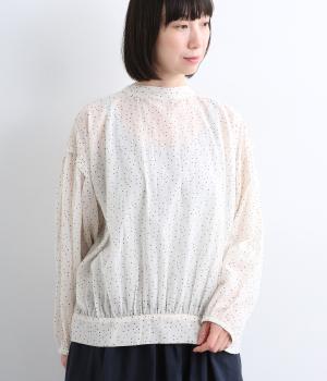 シルクタッチボイルスモールドットプリント　2wayワイドスリーブシャツ(エクリュ-F)