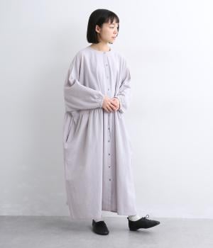 コットンリネン　前開きドルマンワンピース