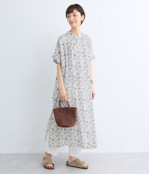 エスニックフラワープリントヘンリー×タック2wayワンピース(ホワイト-F)