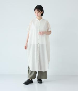 ライトボイル　バックギャザーワンピース(オフホワイト-F)