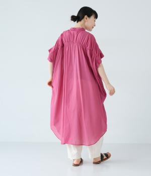 ライトボイル　バックギャザーワンピース(マゼンタ-F)