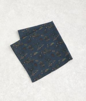 コットンジョーゼットノスタルジックプリントバンダナハンカチ