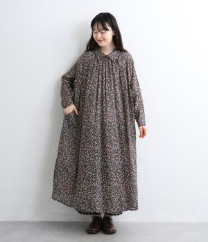 ドットプリント　後ろ開き2wayワンピース（モカ・F）
