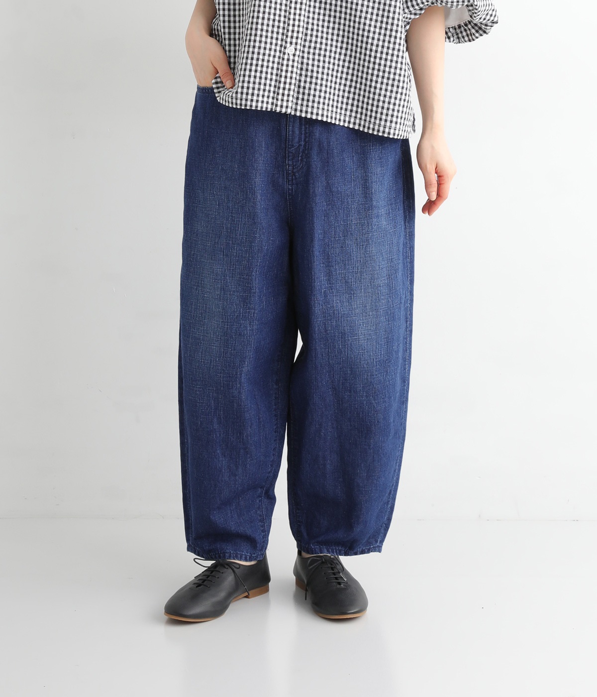 りんごデニムバレルパンツ｜caqu（サキュウ）の商品詳細