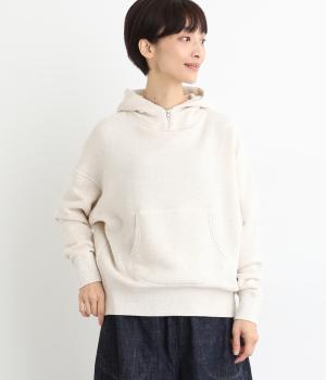 もちもち裏毛 杢調ジップ付きパーカー(オートミール-2)