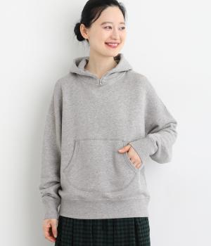 もちもち裏毛 杢調ジップ付きパーカー(アッシュグレー-2)