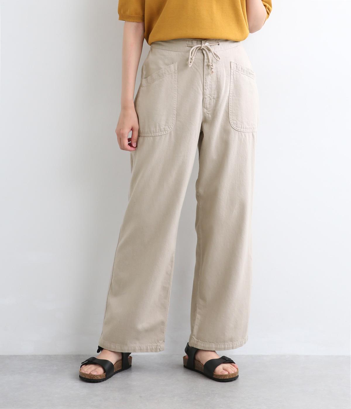 8ozコットンリネンデニムカラーイージーワイド(graige-1)