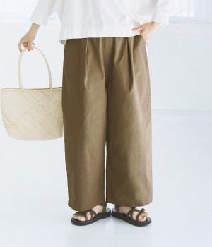 コットンツイルボリュームタックパンツ(モカ-ONESIZE)