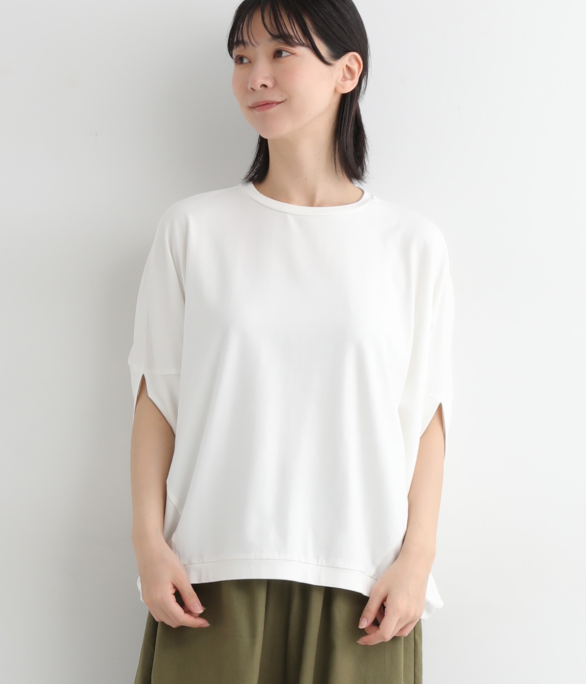 ポンチョ袖プルオーバー(ホワイト-ONESIZE)