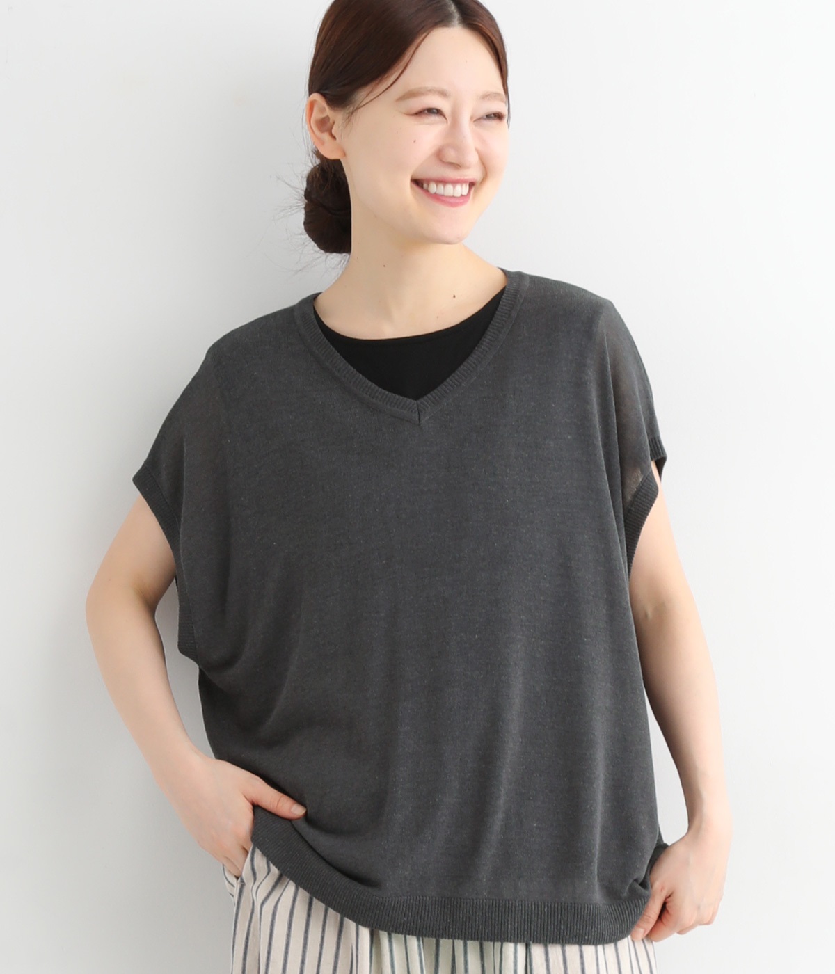 サマーニットベスト(チャコール-ONESIZE)