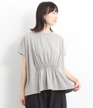 シャーリング刺繍Tシャツ(グレー-ONESIZE)