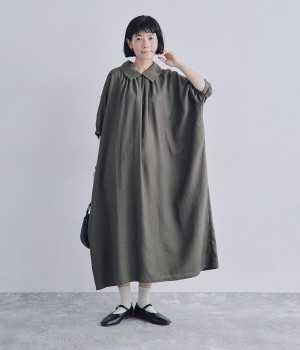 レーヨンリネン2wayワンピース(チャコール-ONESIZE)