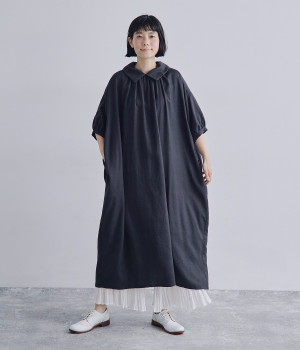 レーヨンリネン2wayワンピース(ネイビー-ONESIZE)