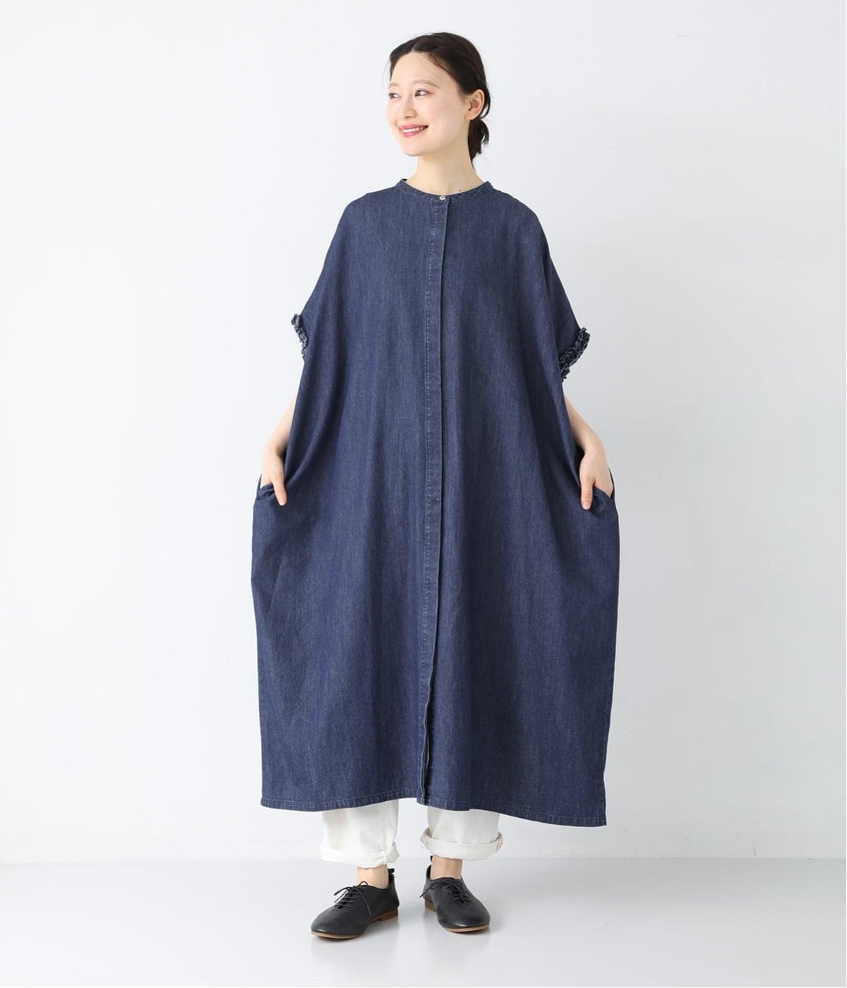 コットンデニム袖フリルワンピース｜&yarn（アンドヤーン）の商品詳細