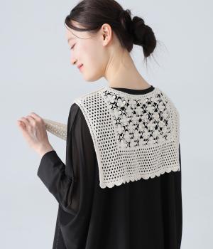 コットンニットショール(ホワイト-ONESIZE)