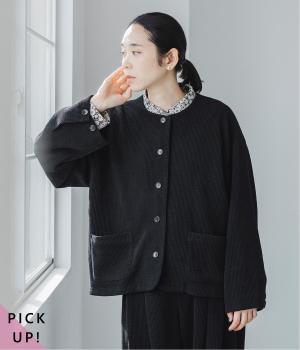 コットン太畝コーデュロイジャケット(ブラック-F)