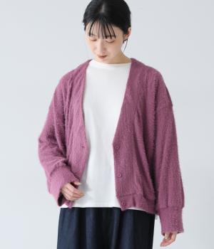 シャギーニットカーディガン(パープル-F)