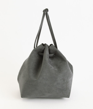 マイクロファイバースエード　巾着バッグ(グレー-ONESIZE)