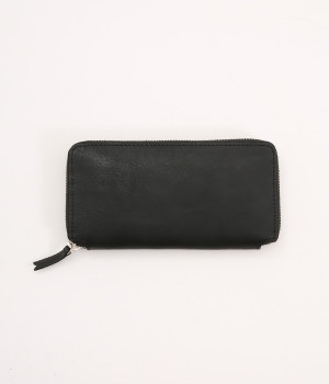オイルレザー　ラウンドロングウォレット(ブラック-ONESIZE)