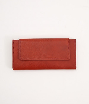 オイルレザー　フラップロングウォレット(レッド-ONESIZE)